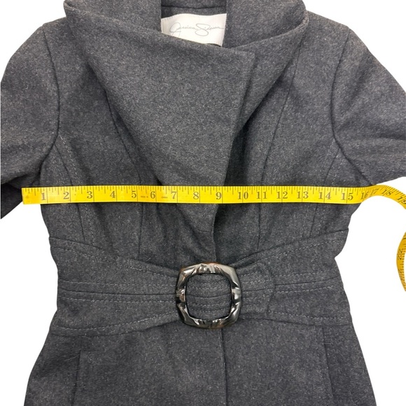 jessica simpson XS wool long black coat oversized collar fully lined - Picture 3 of 17